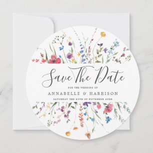 Farbenfrohe Wildblumen, die das Datum speichern Save The Date