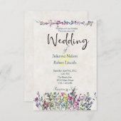 Farbenfrohe Wildblumen Einladung zur Hochzeit (Vorne/Hinten)