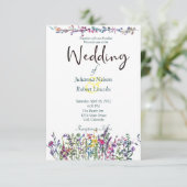 Farbenfrohe Wildblumen Einladung zur Hochzeit (Stehend Vorderseite)