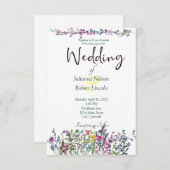 Farbenfrohe Wildblumen Einladung zur Hochzeit (Vorne/Hinten)