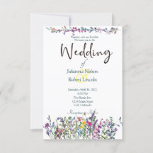 Farbenfrohe Wildblumen Einladung zur Hochzeit