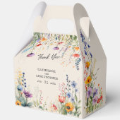 Farbenfrohe Wildblumen Elegante Beige Große Hochze Geschenkschachtel (Rückseite)