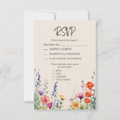 Farbenfrohe Wildblumen Elegante Beige Hochzeit RSVP Karte (Vorderseite)
