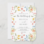 Farbenfrohe Wildblumen Elegante Gartenhochzeit Einladung (Vorderseite)