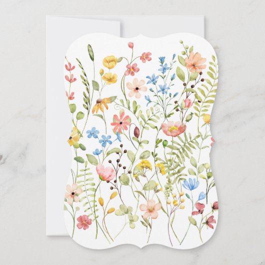 Farbenfrohe Wildblumen Elegante Gartenhochzeit Einladung (Rückseite)