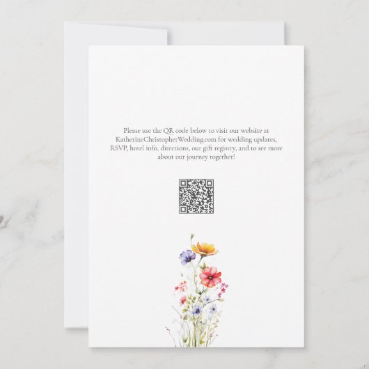 Farbenfrohe Wildblumen Elegante Hochzeit Einladung (Rückseite)