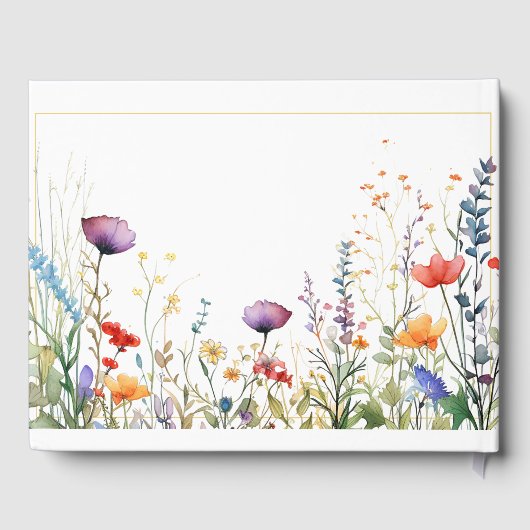 Farbenfrohe Wildblumen Elegante Hochzeit Gästebuch (Rückseite)
