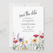 Farbenfrohe Wildblumen Elegante Hochzeit Save The Date (Vorderseite)