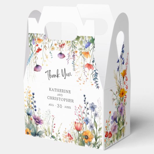 Farbenfrohe Wildblumen Elegante Kleine Hochzeit Geschenkschachtel (Geöffnet)