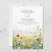 Farbenfrohe Wildblumen Elegante Natur Hochzeit Einladung (Vorderseite)