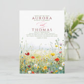 Farbenfrohe Wildblumen Elegante Natur Hochzeit Einladung (Stehend Vorderseite)