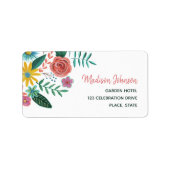 Farbenfrohe Wildblumen Frühlingsblumen Wasserfarbe Adressaufkleber (Vorne)