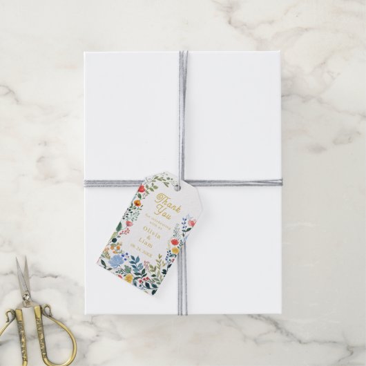 Farbenfrohe Wildblumen Geschenkanhänger (Mit Garn)