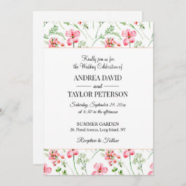 Farbenfrohe Wildblumen Hochzeit Einladung