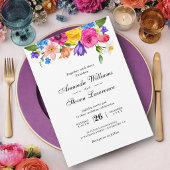 Farbenfrohe Wildblumen Hochzeit Einladung