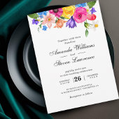 Farbenfrohe Wildblumen Hochzeit Einladung