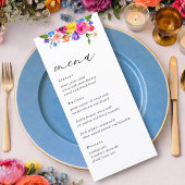 Farbenfrohe Wildblumen Hochzeit Menükarte