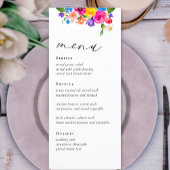 Farbenfrohe Wildblumen Hochzeit Menükarte