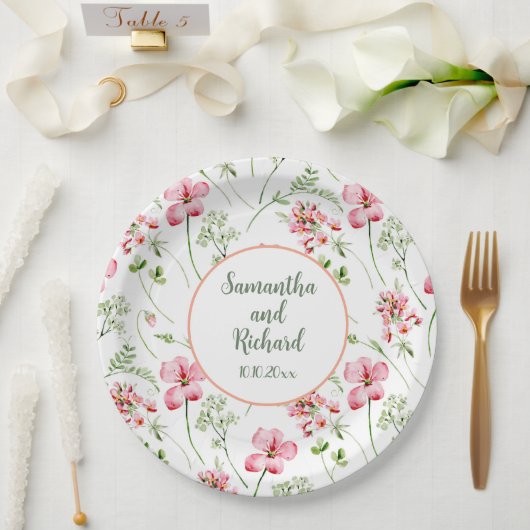 Farbenfrohe Wildblumen Hochzeit Pappteller (Hochzeit)