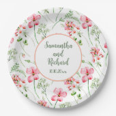 Farbenfrohe Wildblumen Hochzeit Pappteller (Vorderseite)