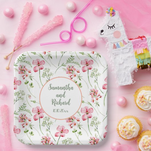 Farbenfrohe Wildblumen Hochzeit Pappteller (Party)