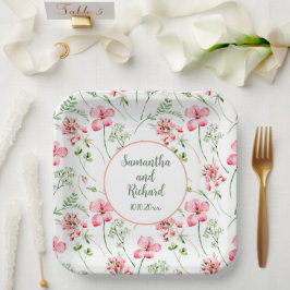 Farbenfrohe Wildblumen Hochzeit Pappteller