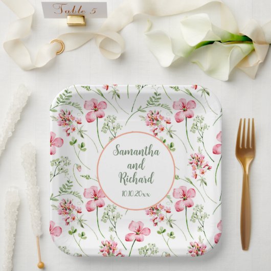 Farbenfrohe Wildblumen Hochzeit Pappteller (Hochzeit)