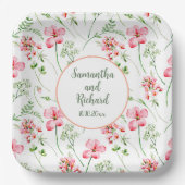 Farbenfrohe Wildblumen Hochzeit Pappteller (Vorderseite)