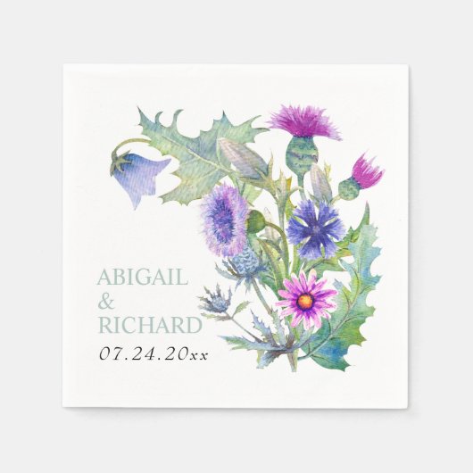 Farbenfrohe Wildblumen Hochzeit Serviette (Vorderseite)