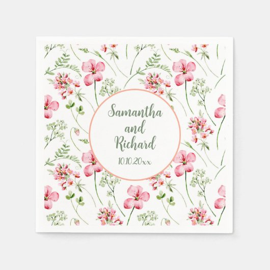 Farbenfrohe Wildblumen Hochzeit Serviette (Vorderseite)