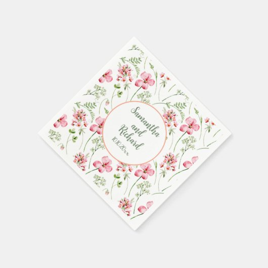 Farbenfrohe Wildblumen Hochzeit Serviette (Ecke)