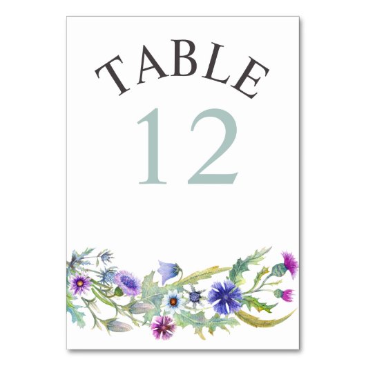 Farbenfrohe Wildblumen Hochzeit Tischnummer (Rückseite)