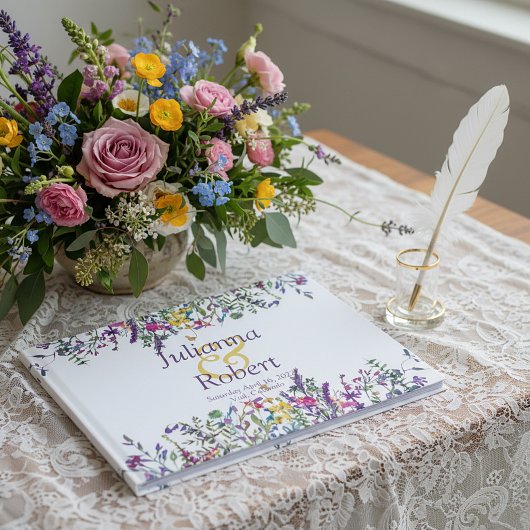 Farbenfrohe Wildblumen HochzeitsGästebuch Gästebuch