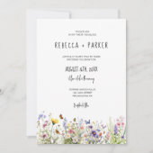 Farbenfrohe Wildblumen Hochzeitskode Foto und Qr-C Einladung (Vorderseite)