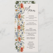 Farbenfrohe Wildblumen Hochzeitsmenü Menükarte (Vorne/Hinten)