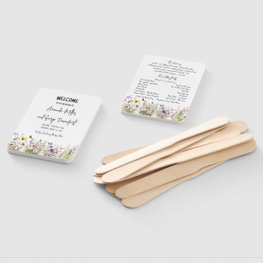 Farbenfrohe Wildblumen Hochzeitsprogramm Fan Fächer (Non-assembled)