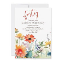 Farbenfrohe Wildblumen Lebhafte Blume 40. Geburtst