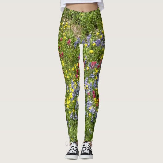 Farbenfrohe Wildblumen Leggings (Vorderseite)