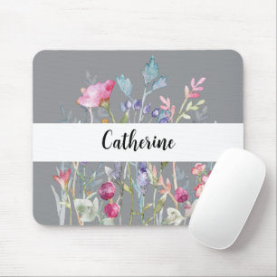 Farbenfrohe Wildblumen mit Individuelle Name Light Mousepad