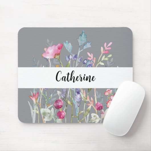 Farbenfrohe Wildblumen mit Individuelle Name Light Mousepad (Mit Mouse)