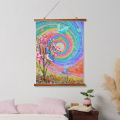 Farbenfrohe Wildblumen mit Regenbogen Wandteppich Mit Holzrahmen (Schlafzimmer)