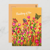 Farbenfrohe Wildblumen mit schönen Schmetterlingen Postkarte (Vorne/Hinten)