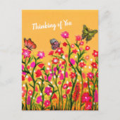 Farbenfrohe Wildblumen mit schönen Schmetterlingen Postkarte (Vorderseite)