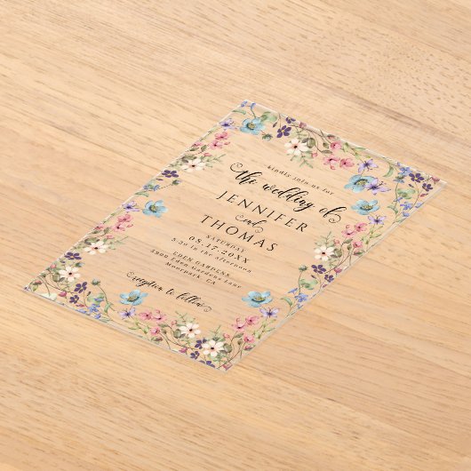 Farbenfrohe Wildblumen Moderner Rustikaler Garten Acryleinladungen (Ablage )