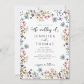 Farbenfrohe Wildblumen Moderner Rustikaler Garten  Einladung (Vorderseite)