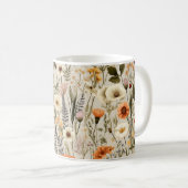 Farbenfrohe Wildblumen Muster Kaffeetasse (VorderseiteRechts)