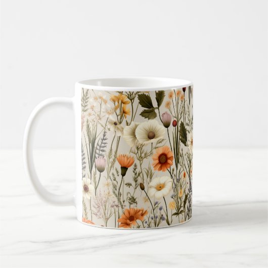 Farbenfrohe Wildblumen Muster Kaffeetasse (Links)