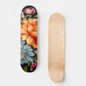 Farbenfrohe Wildblumen Muster Skateboard (Vorderseite)