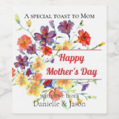 Farbenfrohe Wildblumen Muttertag Weinkennzeichen Weinetikett (Einzelnes Label)