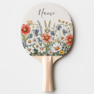 Farbenfrohe Wildblumen Ping Pong Paddle Tischtennis Schläger